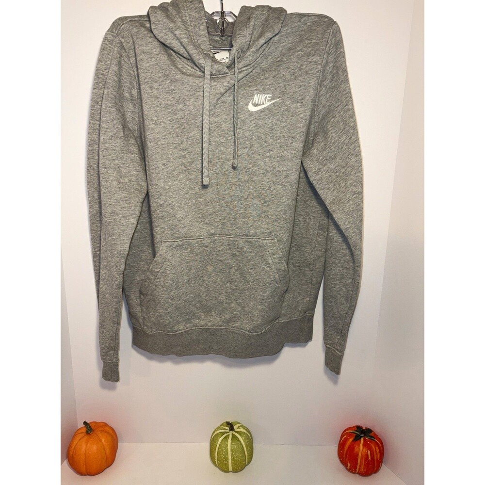 Nike Gray Pullover Hoodie Pockets Drawstring XS